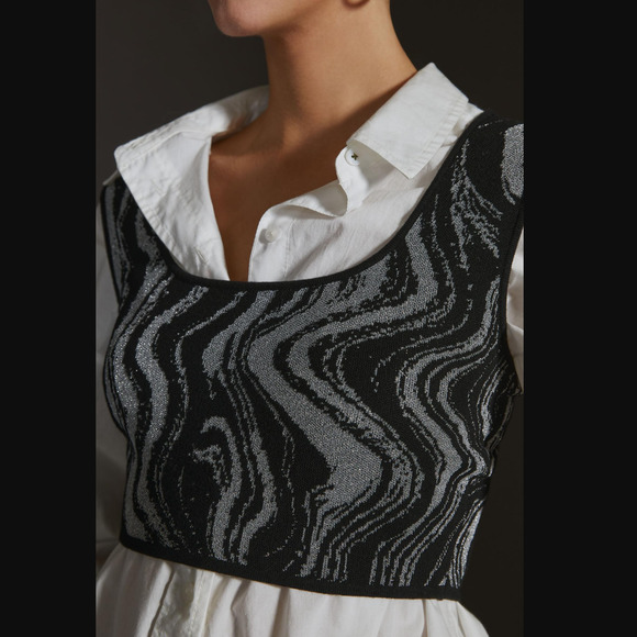 Anthropologie Cropped Marble Vest - New - One Size - Picture 3 of 4